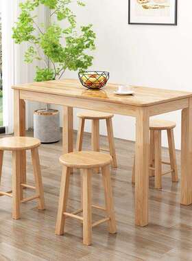 实木快餐桌PKF排椅家用小户型面馆全小吃店大挡早餐桌组合椅长方