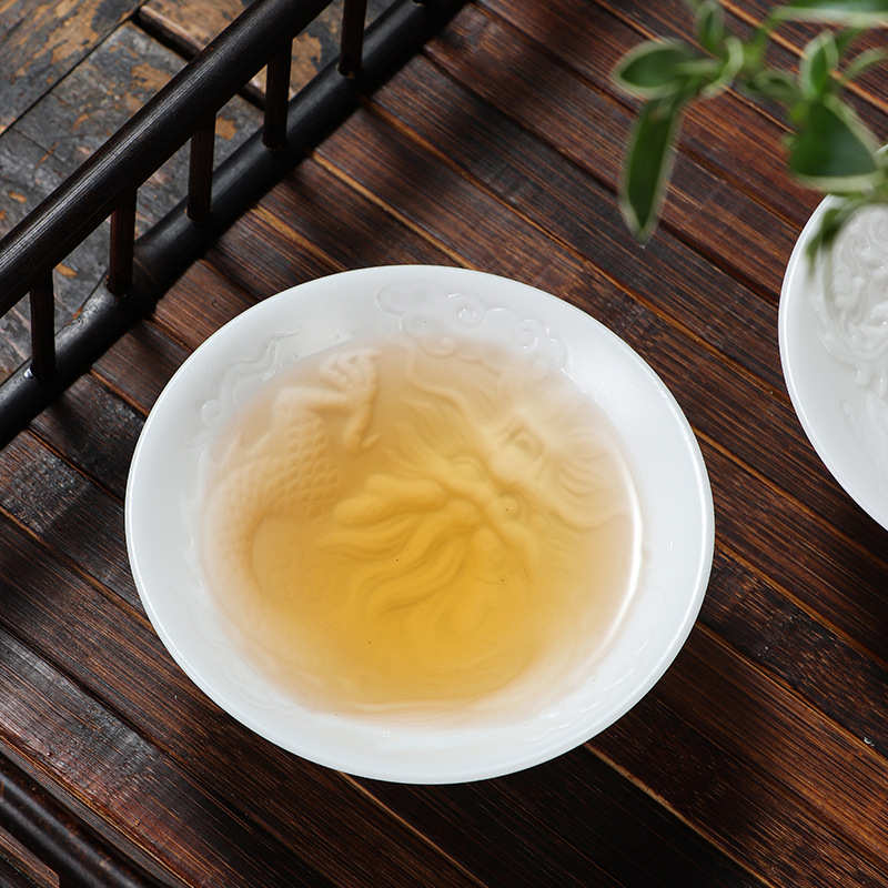 主人杯个人普洱杯红茶高档龙凤对杯羊脂玉瓷家用品茗杯单杯送礼