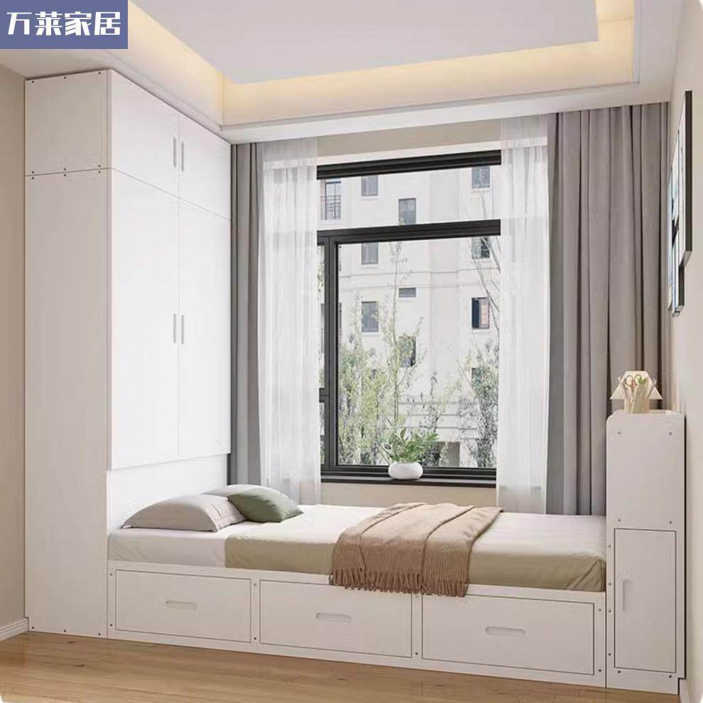 实木衣柜床小户型儿童房一体靠墙多功能组合储物床男孩女孩榻榻米