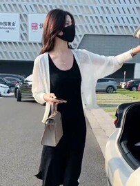 薄款蝙蝠袖针织开衫外套，女2024夏季气质，减龄小衫披肩防晒上衣