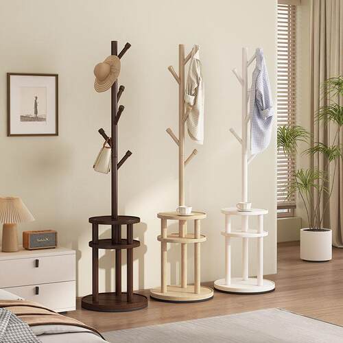 Solid Wood Rotating Coat and Hat Stand, Floor-standing Cloth