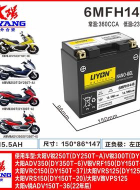 大阳V锐250T/V锐300T/ADV350/VRC150/VRS125/VPS125VRF150电瓶12V