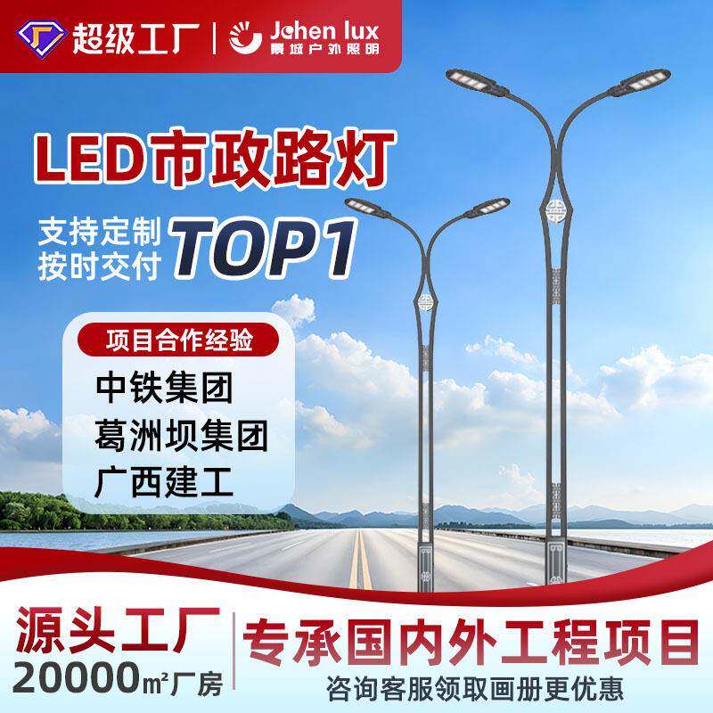 道路灯源头厂家8米10米12米臂双臂路灯农村市政路灯供应路灯杆