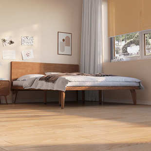 ALI6实木床1.2米一米五床薄床头齐边小户型省空间小房间1.35米单