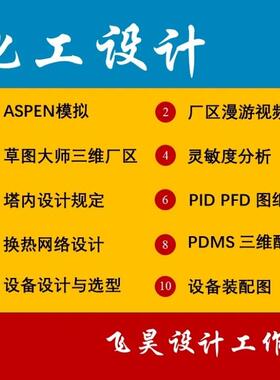 Aspen模拟化工设计代做设备选型CAD图纸PID&PFD PDMS三维配管