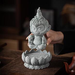 创意卧龙凤雏悟空茶宠摆件国潮齐天大圣孙悟空鱼缸造景桌面装饰品