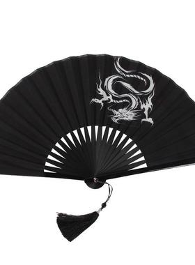 扇堂折扇国风雅中男士霸气黑色龙扇子古风小巧儿汉童92456服折叠