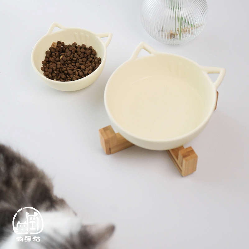 加大号猫碗猫食盆狗碗猫水碗猫粮碗猫咪喝水用保护颈椎陶瓷宠物碗