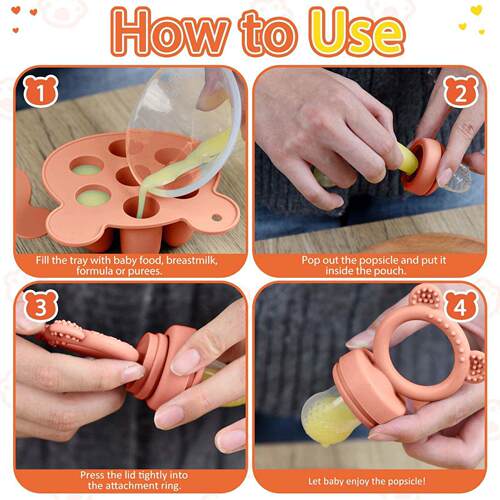 Gift set-Animal Design Baby Fruit Feeder Freezer Tray Baby F