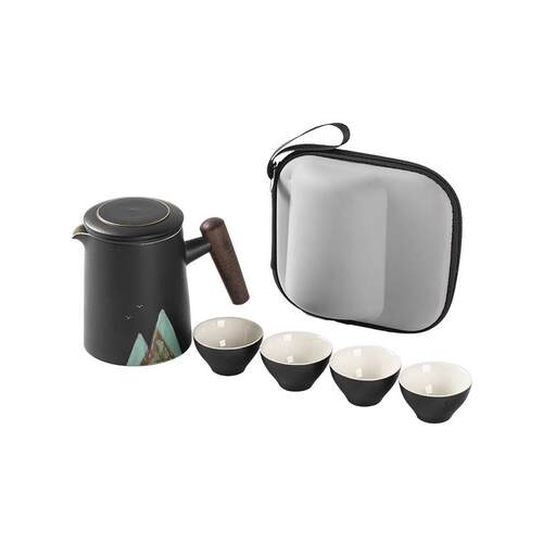 便携式旅行茶具套装户外陶瓷快客杯一壶四杯露营泡茶壶礼品印logo