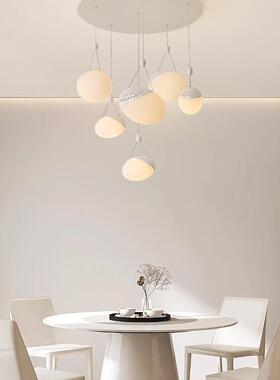 客代厅吊风灯现简约卧室创意球形631计设鹅卵石网红奶油灯具
