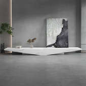 意式 落地电视柜茶几组合定制 极简岩板地台北欧别墅客厅设计师个性