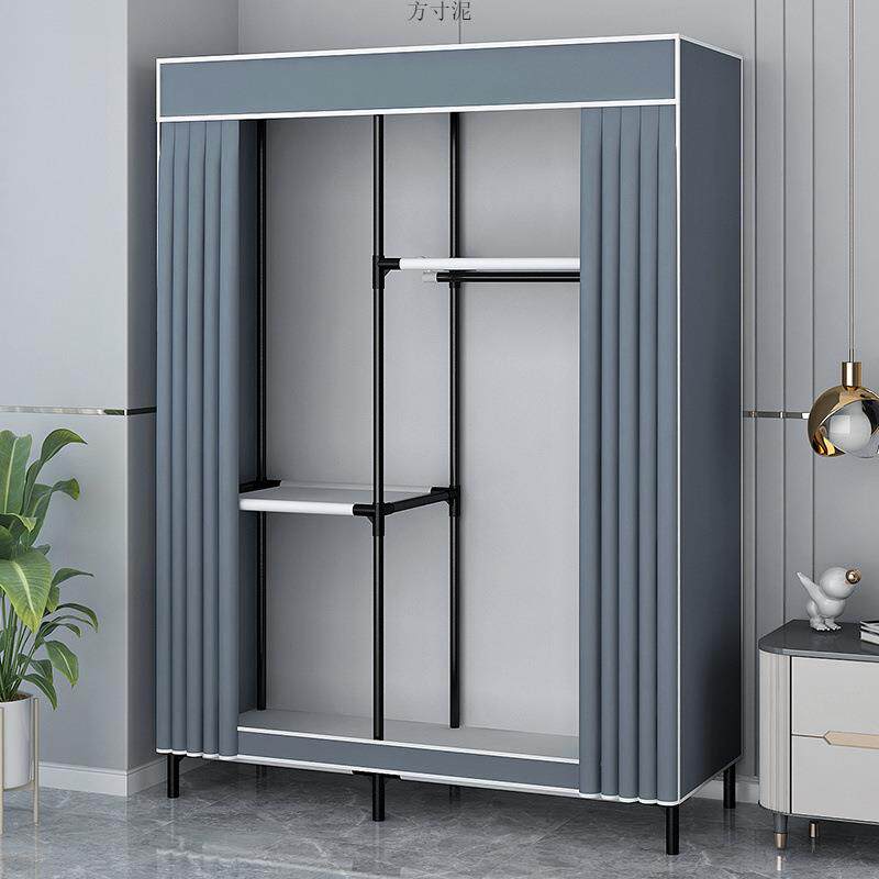 简易衣柜组装家用卧室钢管加粗加固布衣柜单人出租房结实耐用衣橱