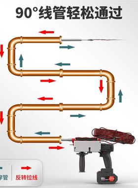 厂家小锂电穿线机型无刷充电排式拉30698线机动电拉线器管道线电