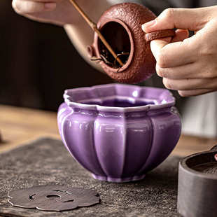 鱼戏莲间壶承茶承家用陶瓷创意干泡台建水茶渣缸壶托功夫茶具配件