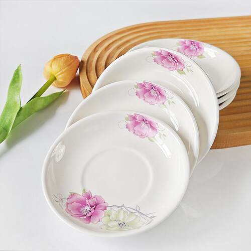 6个装陶瓷小碟子花碟蘸料盘吐骨碟11厘米花卉图案家用小盘子料碟