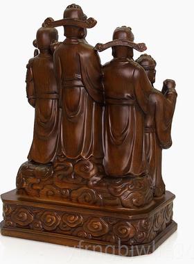 新款五路财神爷摆件蟾佛像仿雕金聚宝盆财公神家用供奉办木桌开业