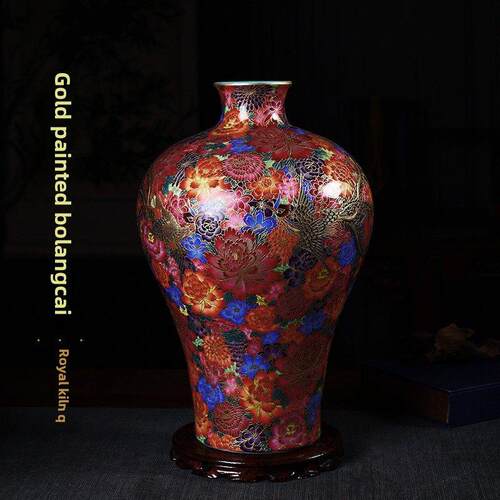 花瓶陶瓷景德镇手工花器新中式彩色瓷器礼品摆件居家卧室桌面饰品