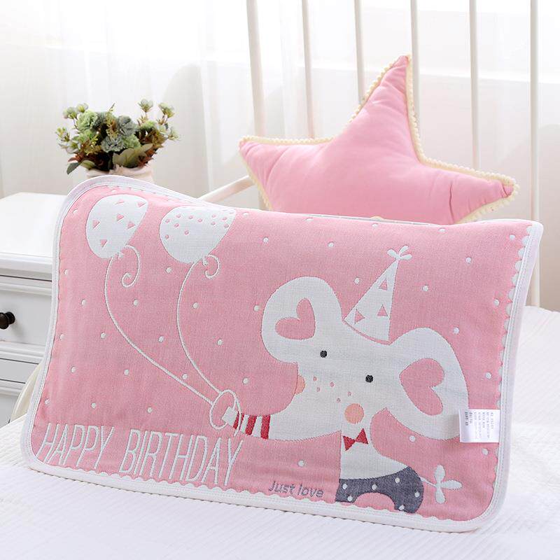 直销新款印花儿童枕巾纱布六层棉质枕头巾宝宝幼儿园35*50六层加