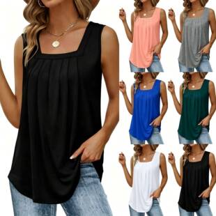 2026 new pleated square neck sleeveless tailcoat vest