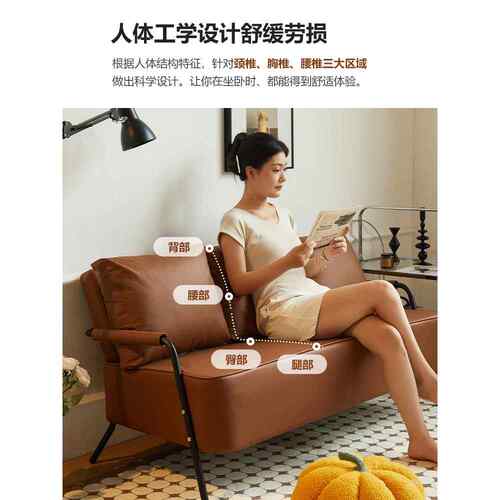 单人布艺沙发客厅2025新款出租房小户型豆腐块直排科技布小沙发椅