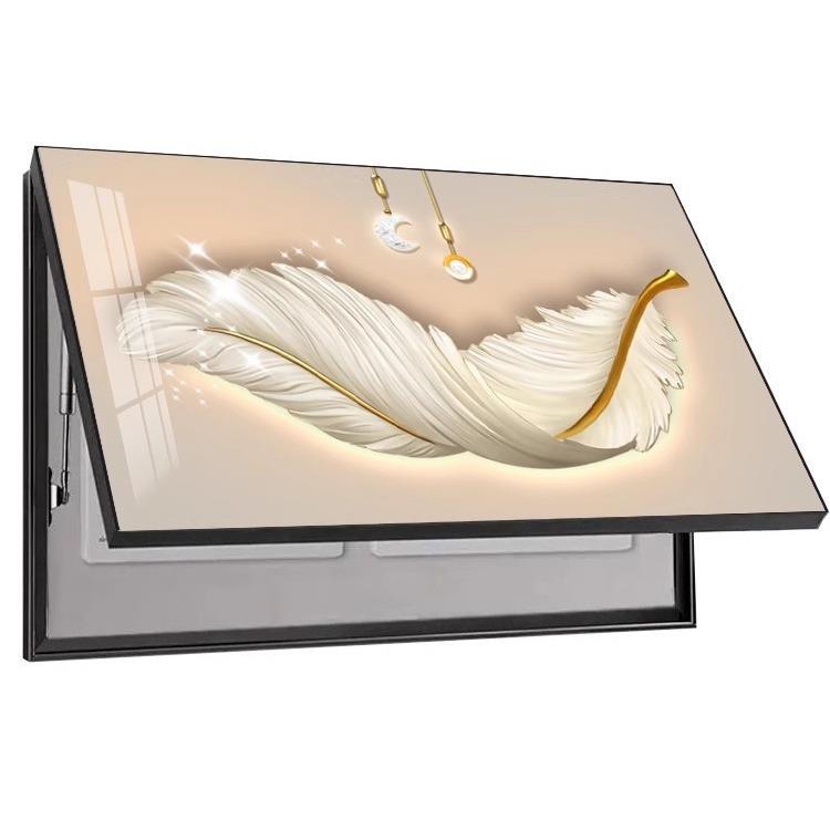 客厅电表箱装饰画打孔羽毛餐厅挂画背景墙配电箱壁画晶瓷装饰画
