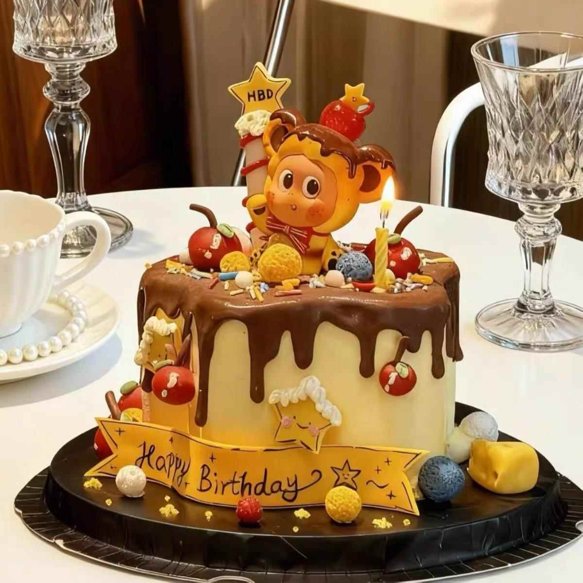 可爱招手星星人蛋糕装饰摆件儿童男孩女孩生日甜品台烘焙装扮插件