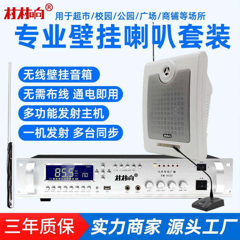 无线壁挂音响公共音乐广播喇叭门店校园商场会议发射机套装音箱