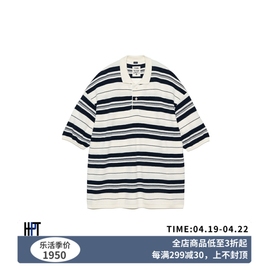 nanamica24ssstripesweater简约廓形蓝白条纹，宽松短袖polo衫