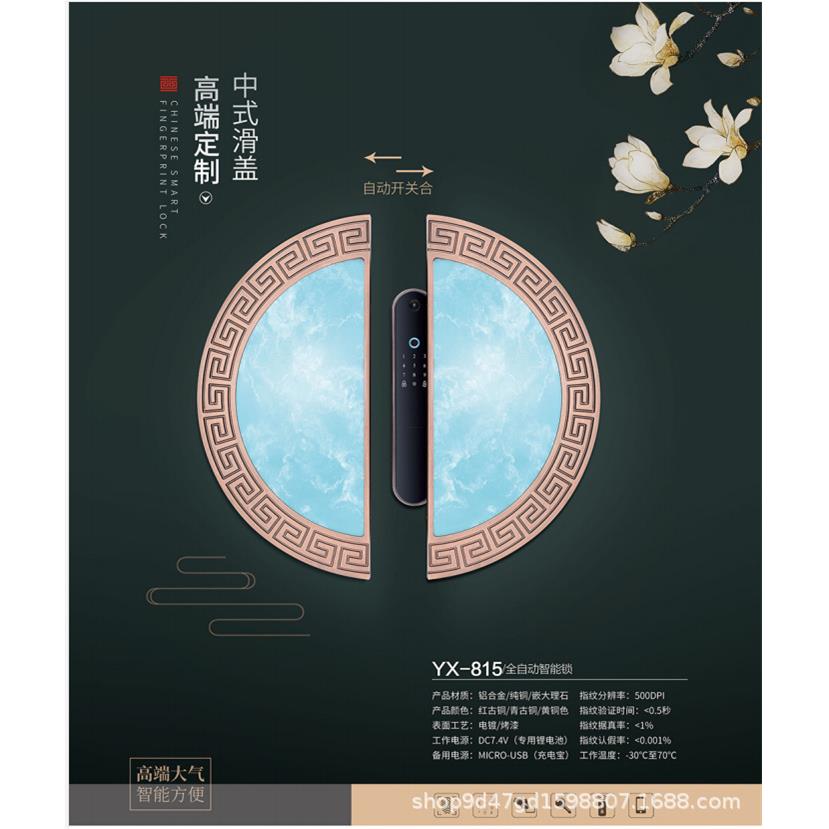 嵌入式精雕指纹密码锁分体式豪华双开别墅铸铝门门把手铝合金精雕