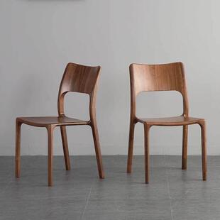 北欧简约北美黑胡桃木家具榫卯餐桌椅组合实木餐椅餐厅休闲椅书椅