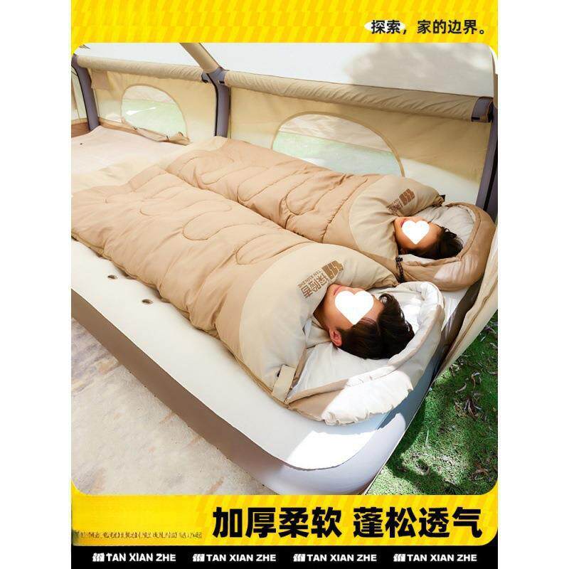 睡袋户外成人儿童隔脏加厚防寒冬季露营野营单双人被子拼接