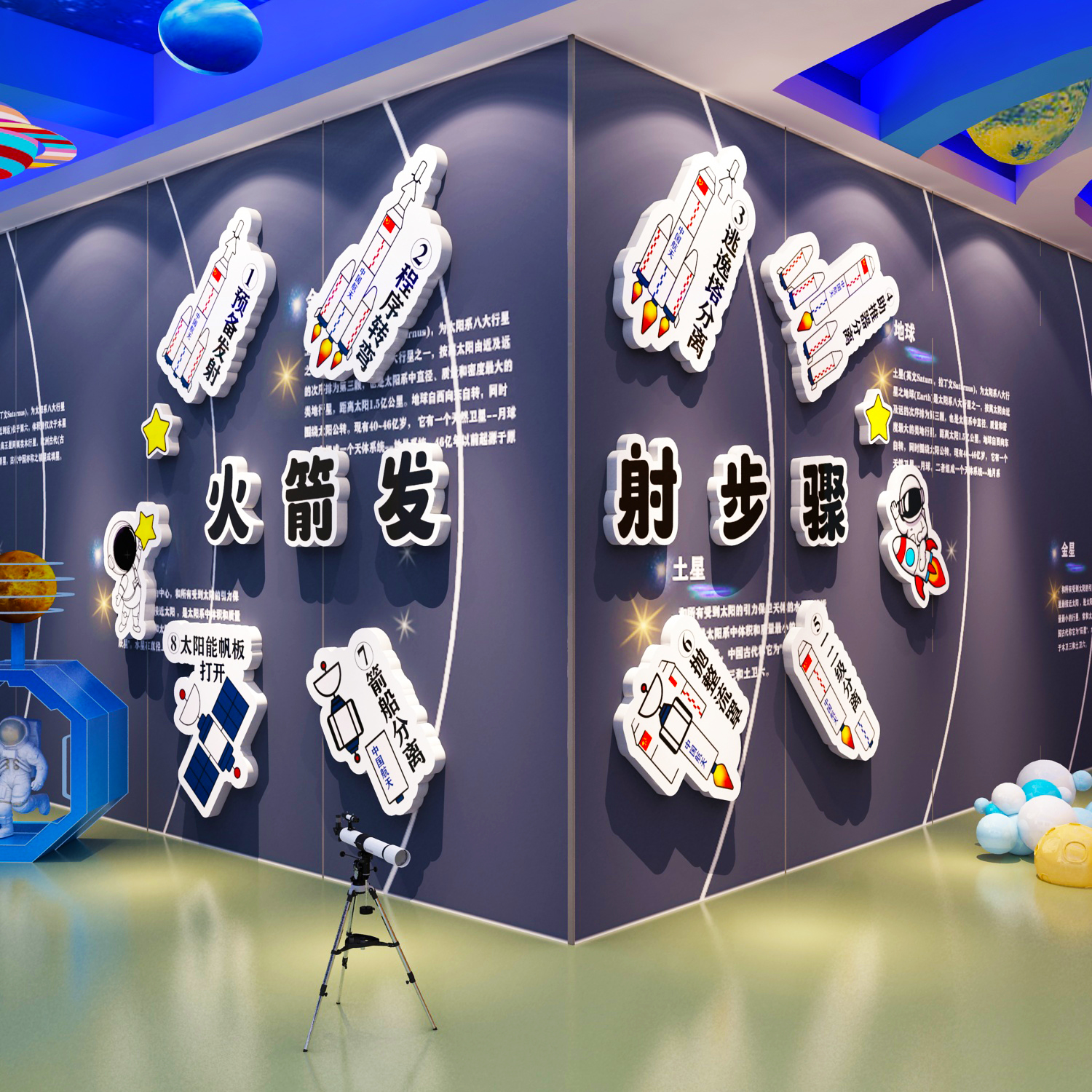 幼儿园墙面装饰环创太空科技主题文化学教室背景布置宇航员黑板报