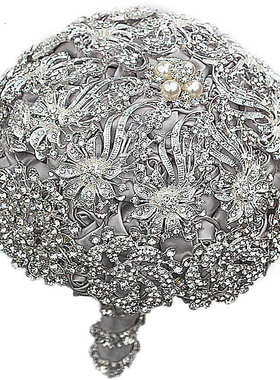 满钻新娘手捧花 银色水钻 欧美风格 厂家直销手工婚礼捧花W8888-3