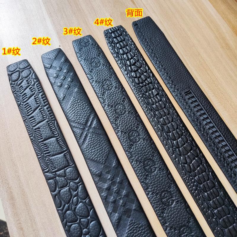 整张头层牛皮压花皮带条 男士真皮自动扣腰带身 纹格仔纹无扣