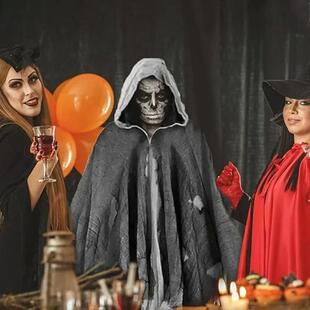 Adult Cos Cape Skull Zombie Costume Children Halloween