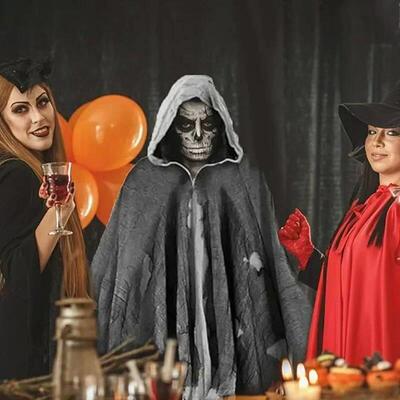 Halloween Cape Cape Cos Adult Children Zombie Costume Skull