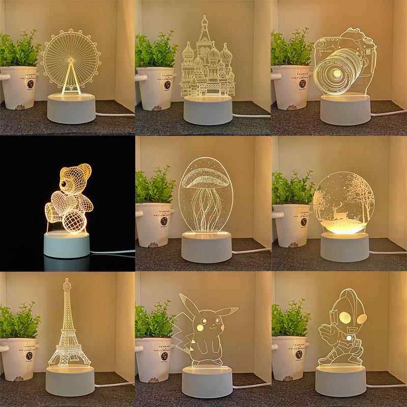 创意3D小夜灯定制卡通卧室床头睡眠插电氛围毕业礼物61儿童节台灯