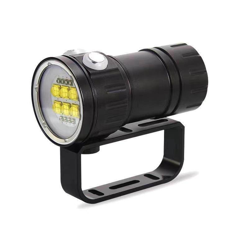 潜水补光手电筒P90白光红蓝调光大功率潜水装备摄影补光灯手电筒