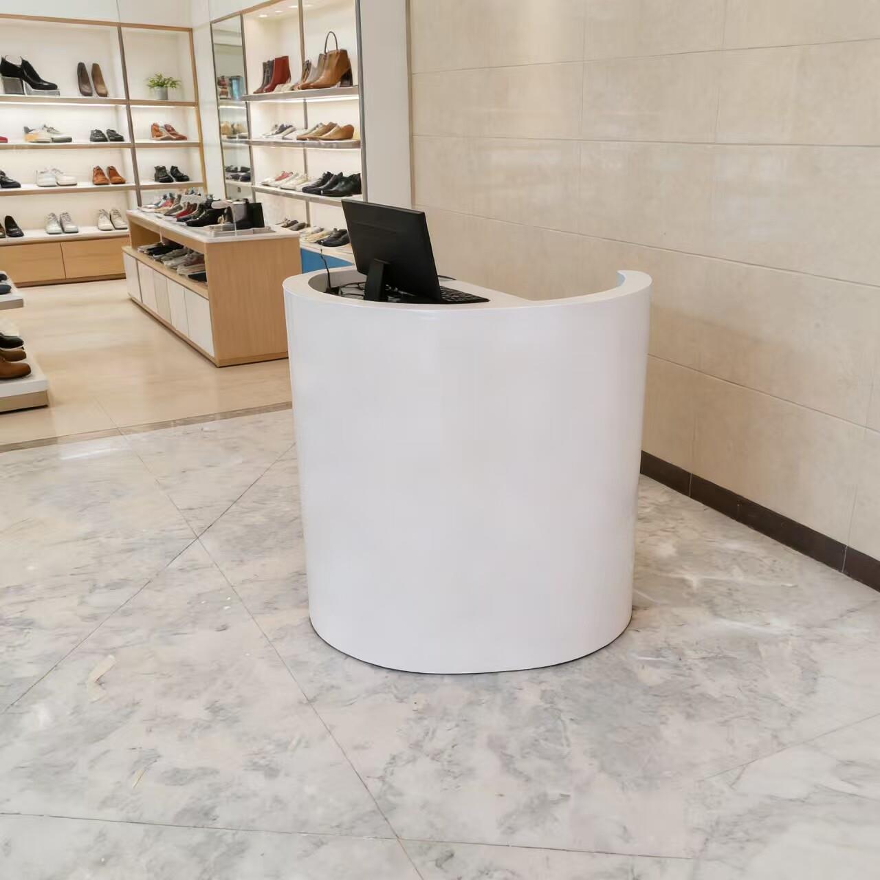 简约休闲圆形前台接待台商业店铺收银柜台办公柜台服装店4S店迎宾