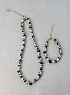 Qingdao Meilin Niche Design Necklace Spot Stone Irregular Bl