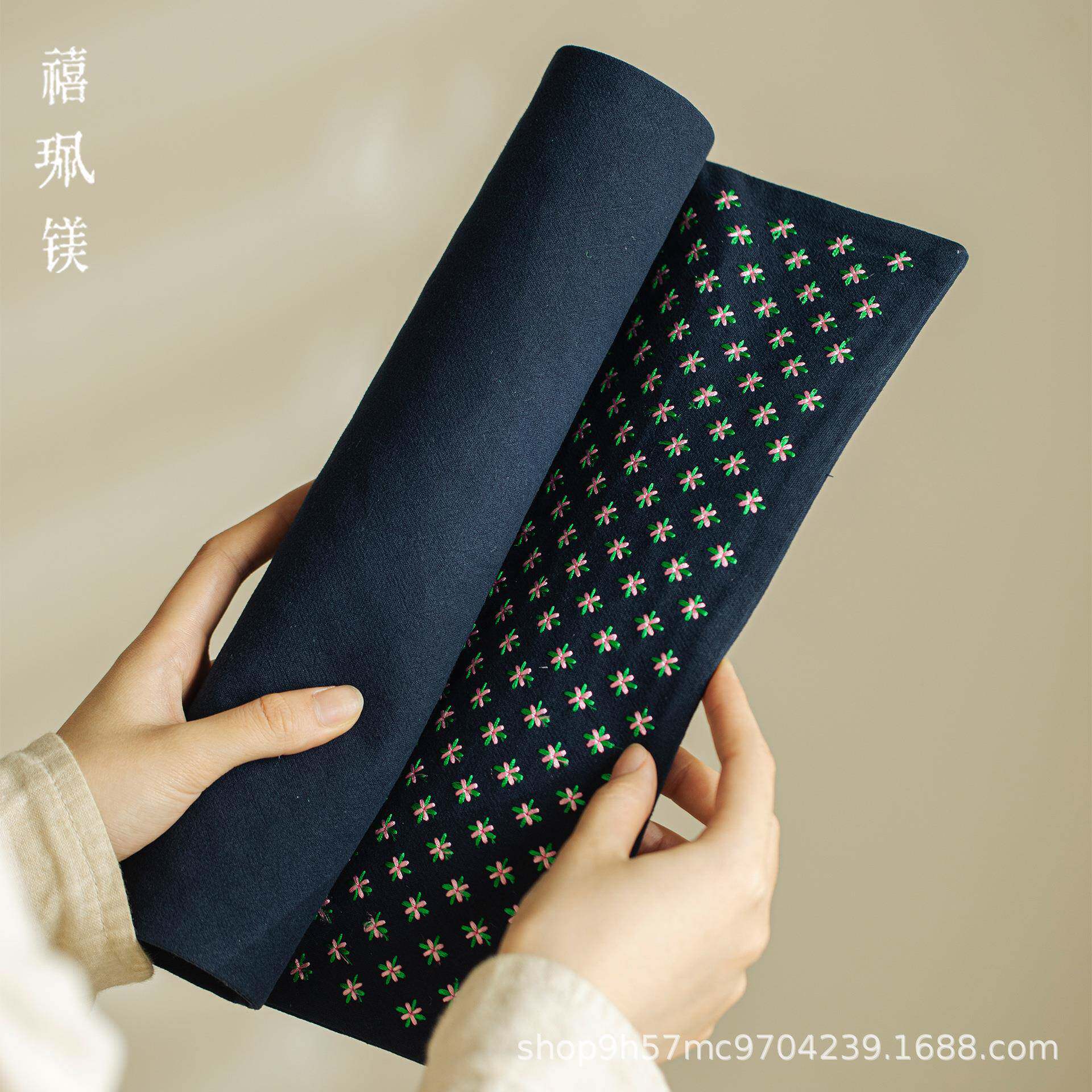 禧珮镁手工绣刺厚四布方干泡席茶桌隔热棉2024717加麻垫桌旗小清