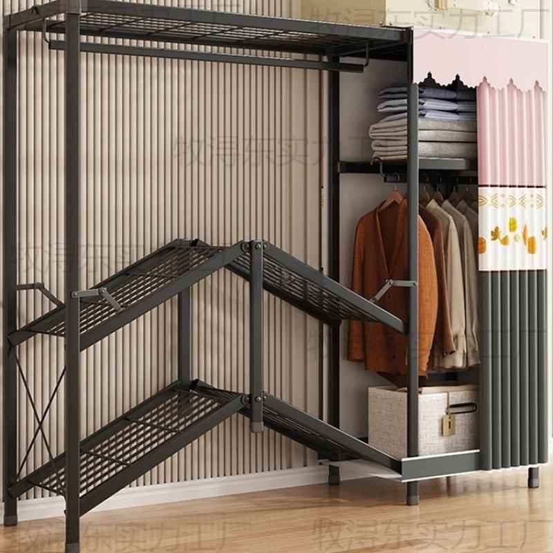 结实钢架简易衣柜家用出租房折叠卧室用耐用免安装全布衣橱小户型