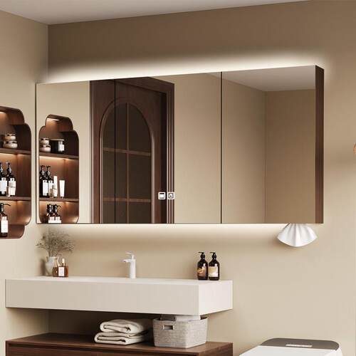 可定制通顶加长卫生间浴室镜柜全面镜满镜智能镜柜带除雾储物收纳