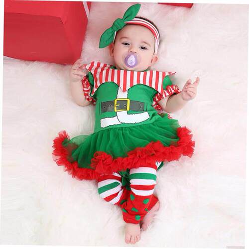 Girl baby clown dress, baby Christmas dress set连衣裙