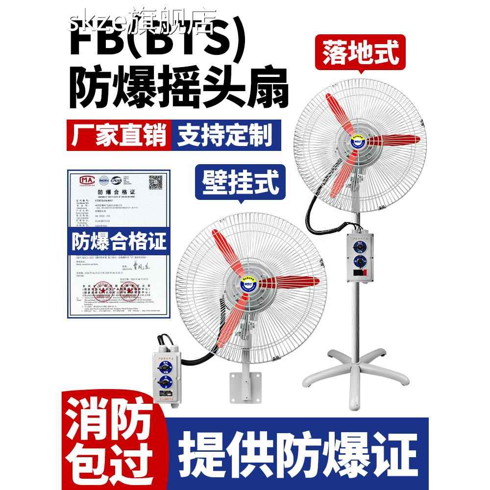 桦崟防爆摇头扇BTS FB-500落地式220V牛角扇600壁挂式750防爆风扇380V摆件饰品