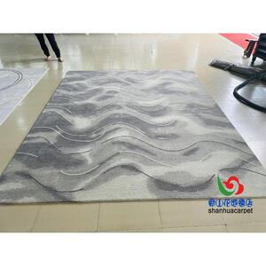 新中式灰色混色渐变水墨画别墅客厅茶几地毯影音室大厅接待室满铺