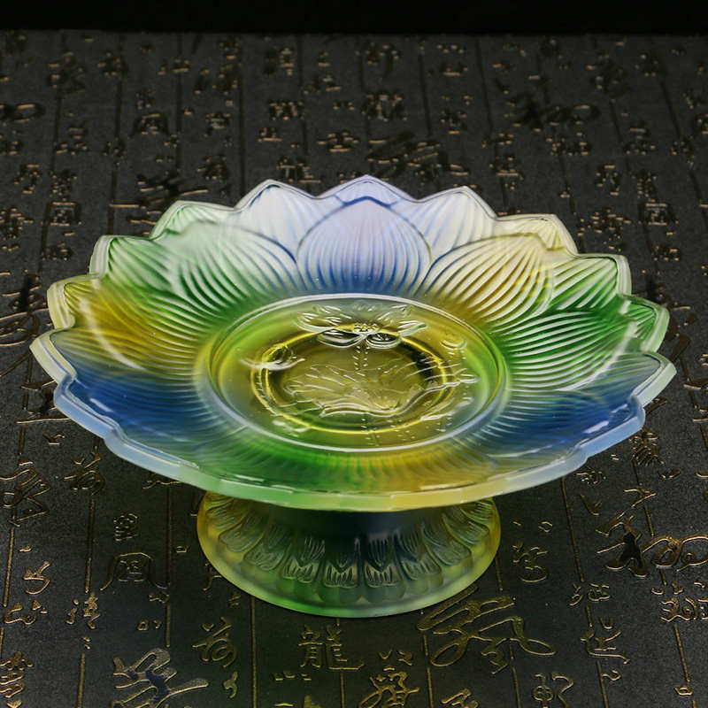 琉璃供盘果盘水果盘七彩莲花果碟佛前供水果碟佛具供佛供财神用品