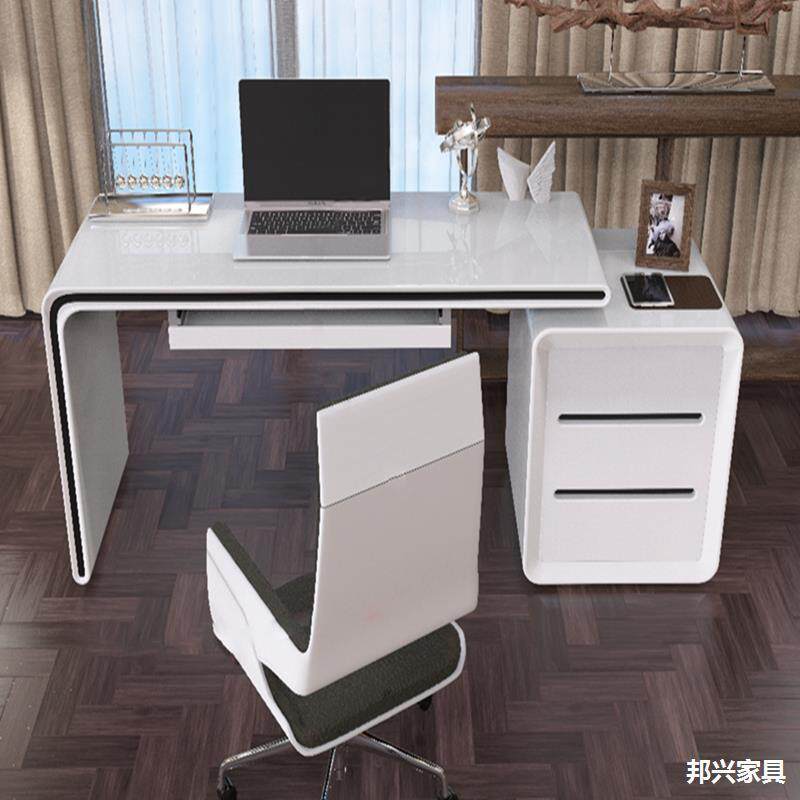 电脑桌台家用小型卧室简约烤式漆户学习公66638桌白色笔记本简办