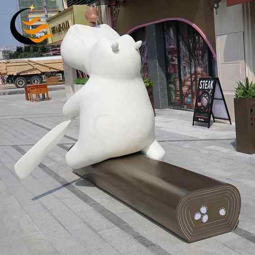 玻璃钢休闲椅河马造型雕塑大型商场公共区休息座椅户外长排公园椅